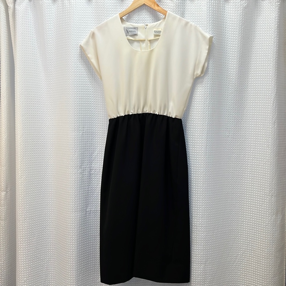 Vintage 50s-60s Nardis of Dallas black and white short sleeve dress